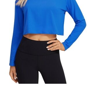 CRZ YOGA Blue Long Sleeved Crop Top Size XS/S
